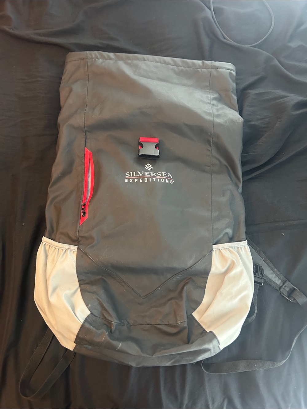 Men's Gray and Cream Dry Bag with Red Accent